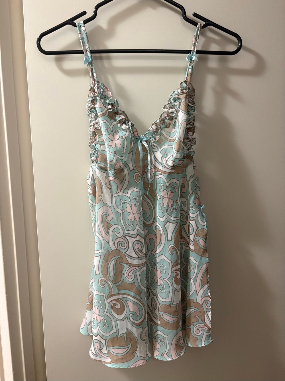 Sheer Paisley Chemise Slip Dress